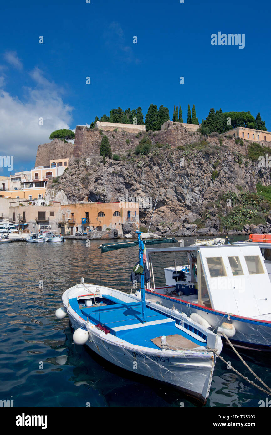 All images                                  Fishing boats at Marina Corta, Lipari Town, Lipari Island, Aeolian Islands, UNESCO World Heritage Stock Photo