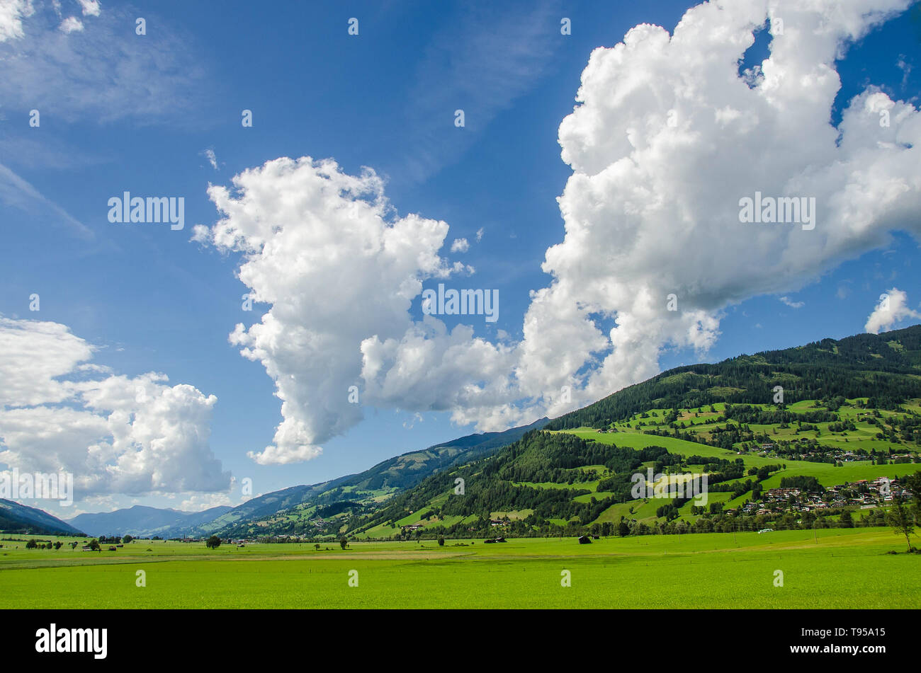 A cloudy sky over the Pinzgau Stock Photo