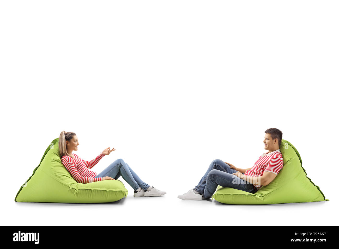 Man woman sitting on bean bag hi-res stock photography and images - Alamy
