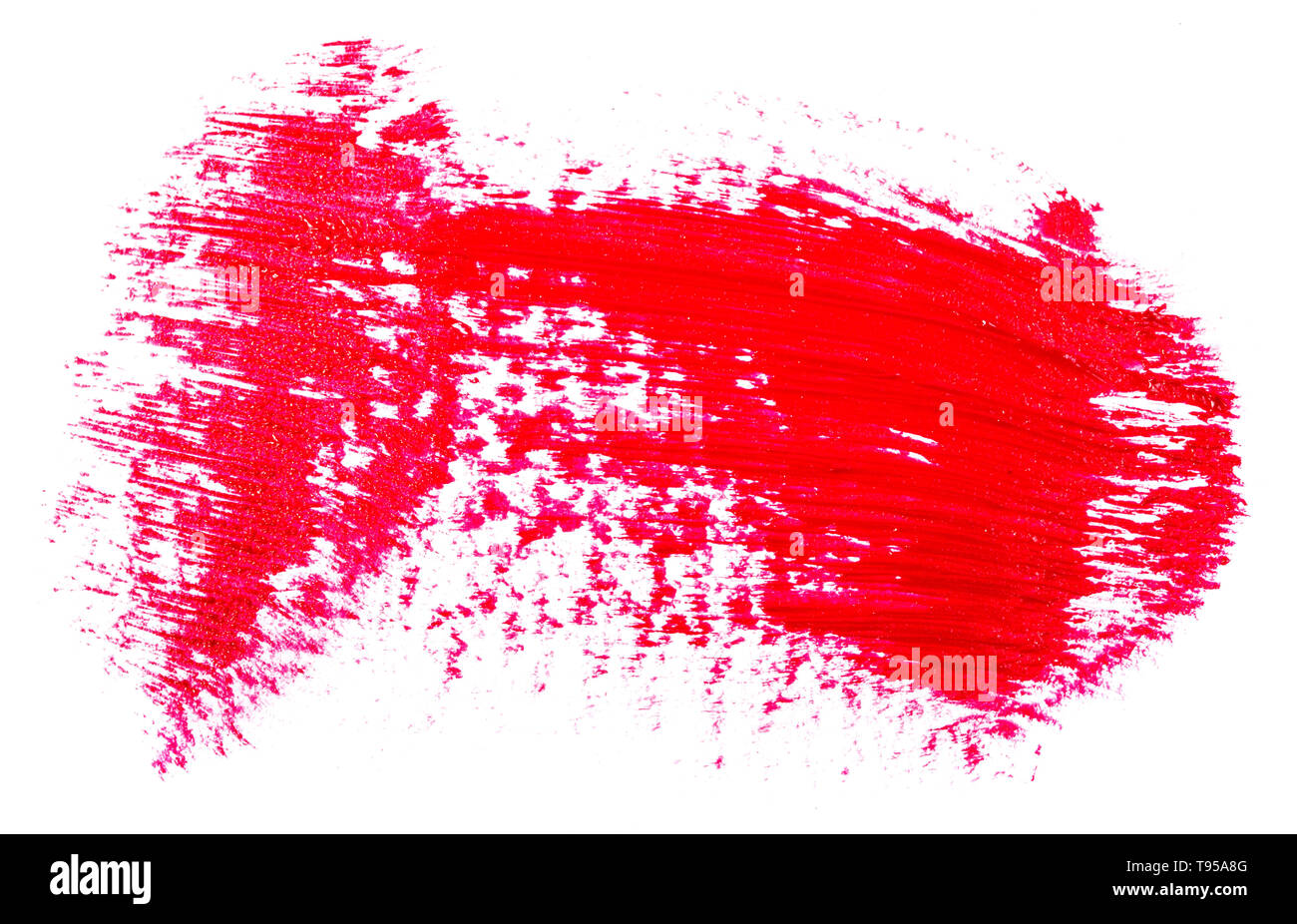 Stain of oil red paint on white Stock Photo Alamy