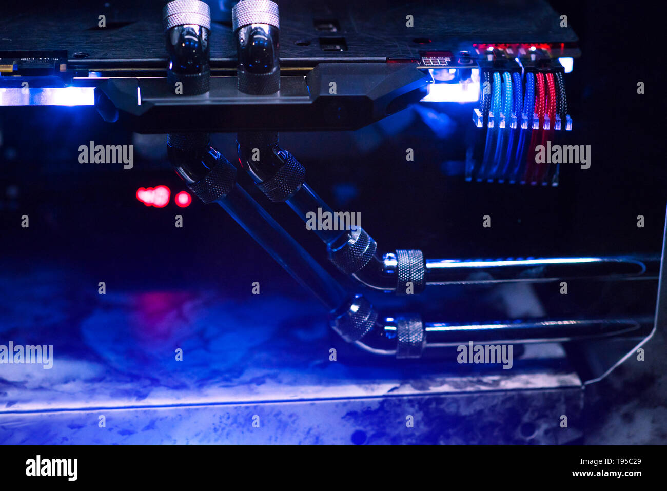 Inside a high performance computer. Computer circuit board and CPU