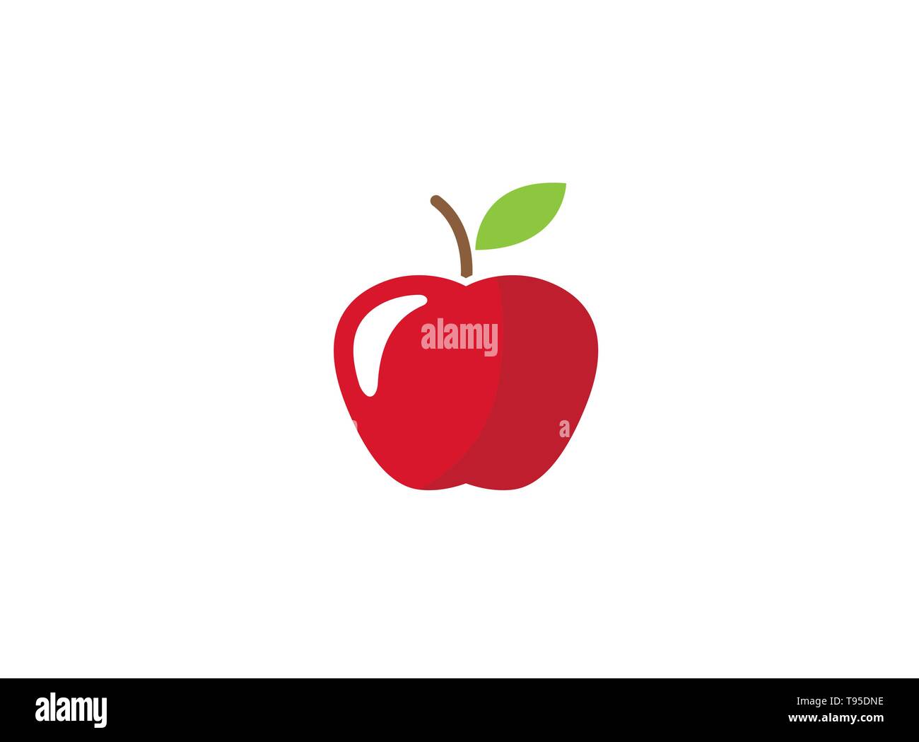 red apple with green leaf for logo design Stock Vector