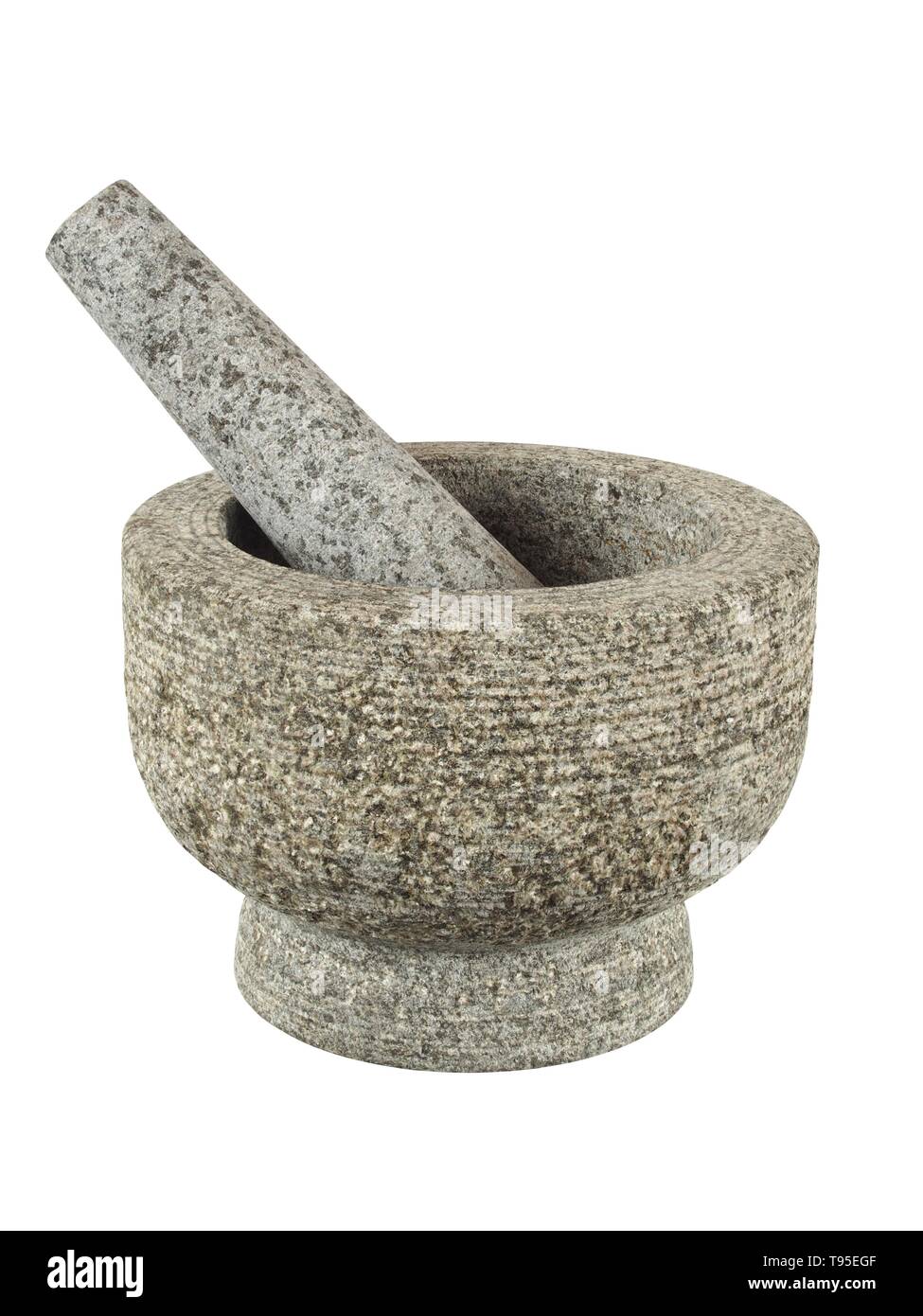 Mortar and pestle isolated on white background Stock Photo