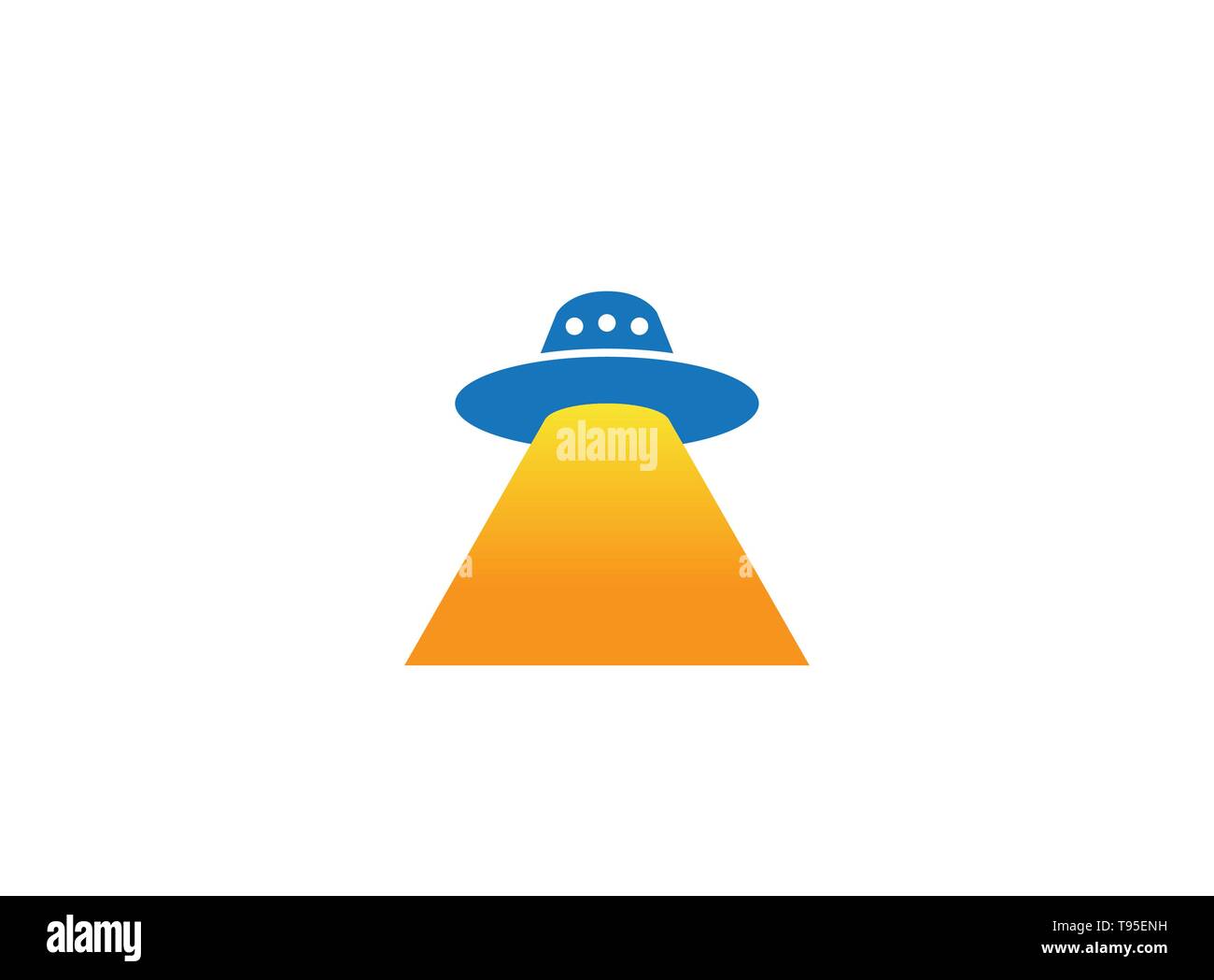 Alien ship fly with light for logo design illustration Stock Vector