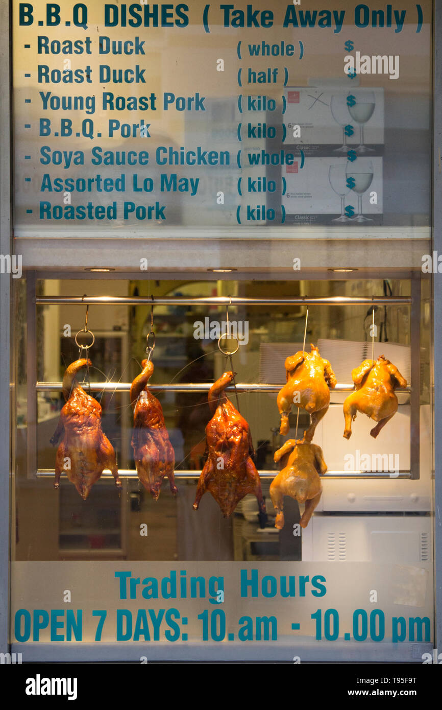 Showcase with roast duck,Chinese food, Perth, Australia Stock Photo - Alamy