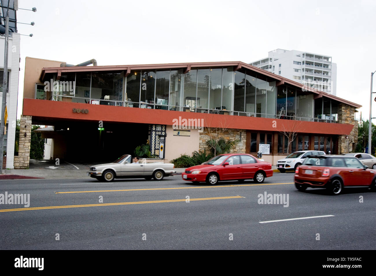 1960s architecture on Sunset Strip, formerly Scandia restaurant. Stock Photo