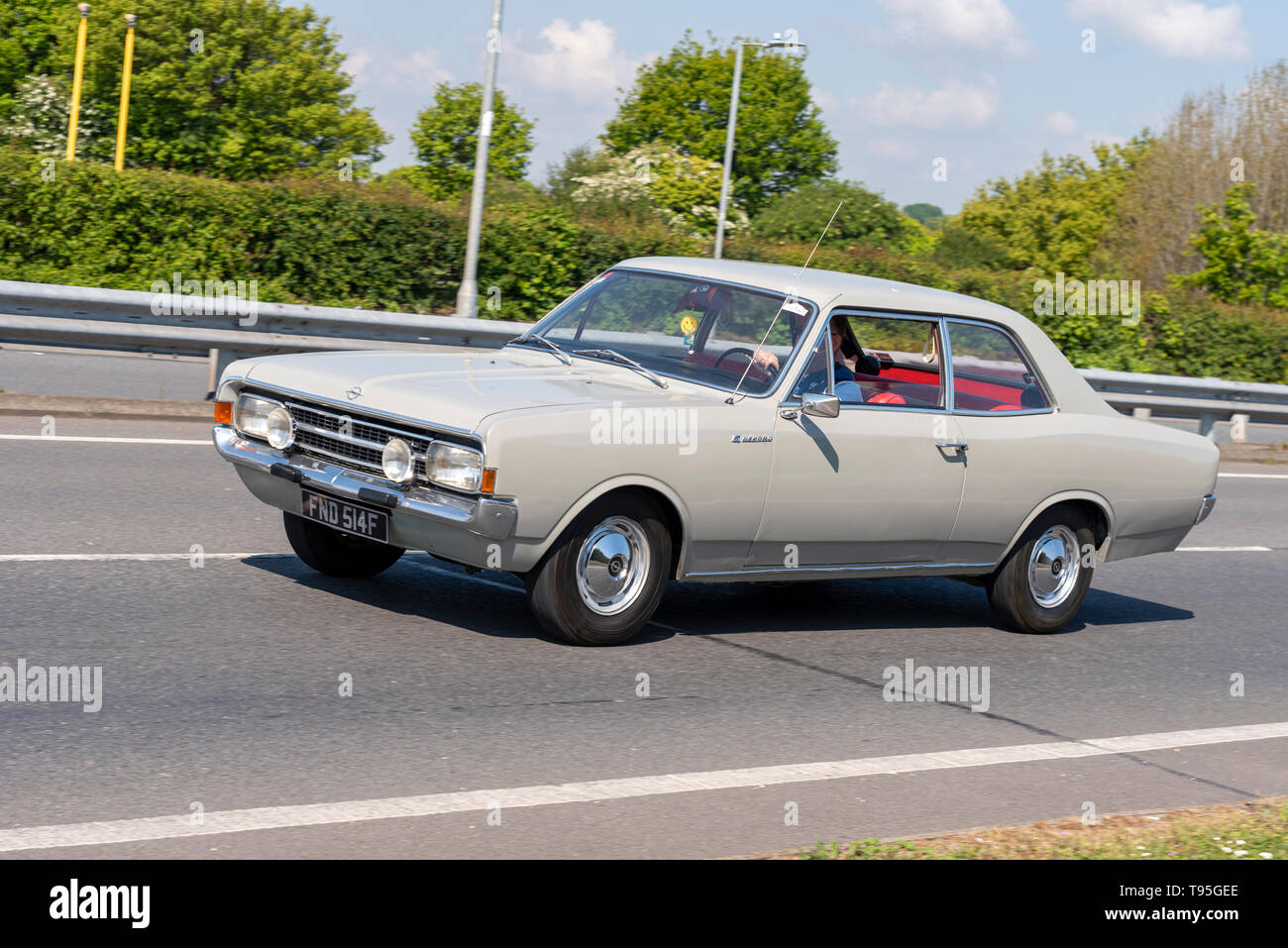 Opel Rekord Series C executive car, classic 1960s car at Southend on Sea, Essex, on a sunny day. Driving. Classic saloon Stock Photo