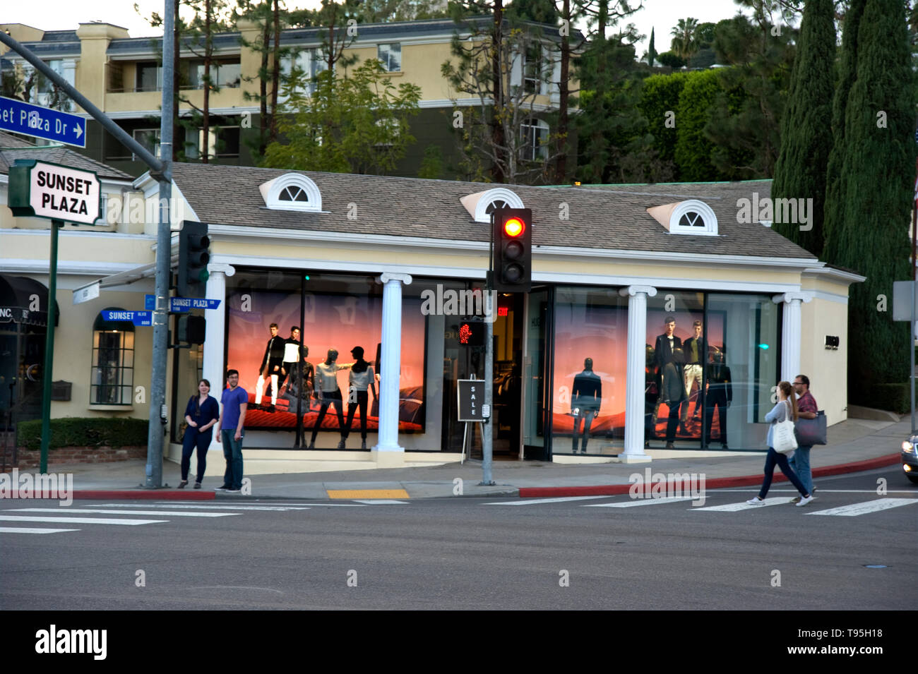 Sunset Plaza on the Sunset Strip in West Hollywood, Los Angeles, CA. USA Stock Photo