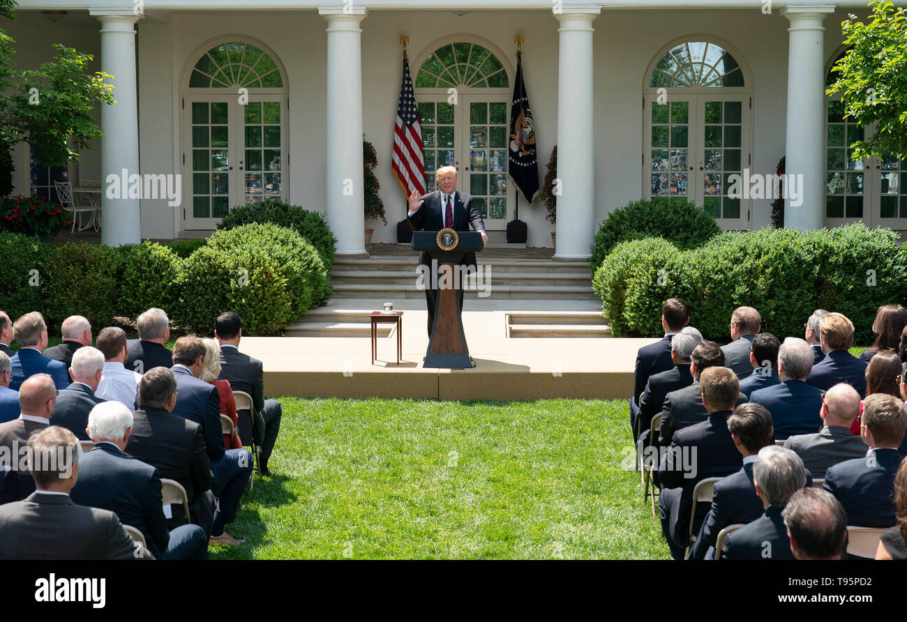 United States President Donald J. Trump makes remarks on modernizing