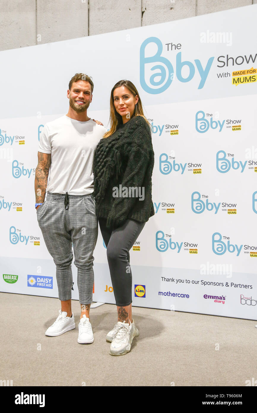 Birmingham, UK. 17th May, 2019. TV's reality show stars Jess Shears and Dom Lever appear at The Baby Show at Birmingham's NEC. The Love Island couple who got married on live TV are expecting their first child but the due date is a secret. Peter Lopeman/Alamy Live News Stock Photo