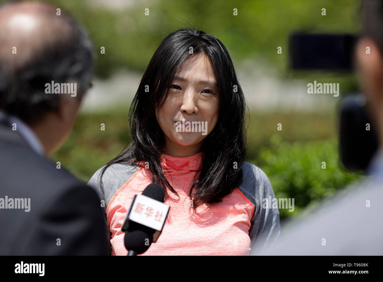 New York, Xinhua News Agency during an interview at the United Nations headquarters in New York. 16th May, 2019. Virginia Sung, a Chinese American lady who was just appointed as the CEO of USA Table Tennis (USATT), speaks to a journalist from Xinhua News Agency during an interview at the United Nations headquarters in New York, May 16, 2019. Credit: Li Muzi/Xinhua/Alamy Live News Stock Photo