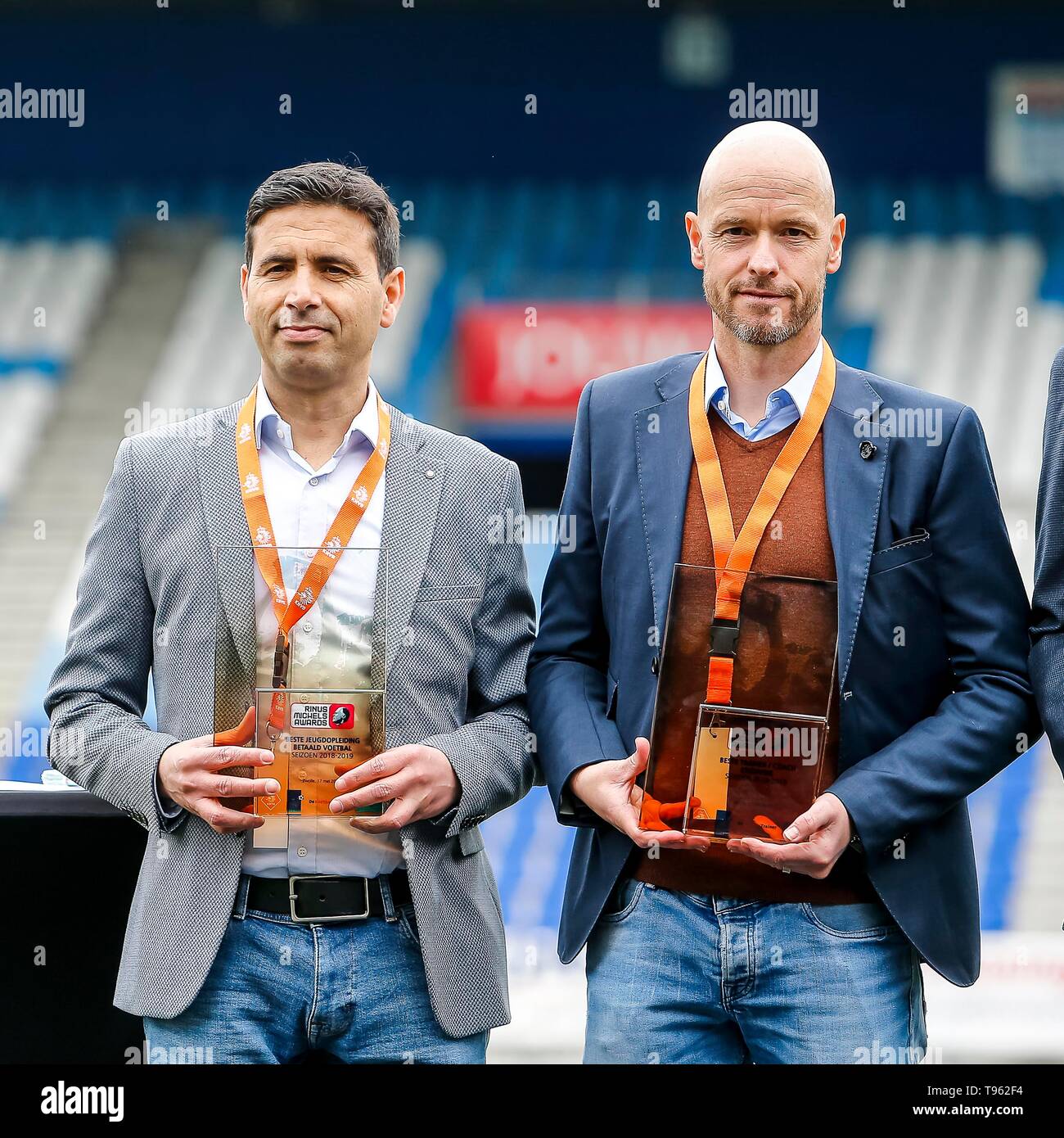 ZWOLLE, 17-05-2019, MAC3PARK Stadium, season 2018 / 2019, Said Ouaali best  youth education and Ajax trainer Erik ten Hag best trainer eredivisie  during the Trainers Congress Stock Photo - Alamy