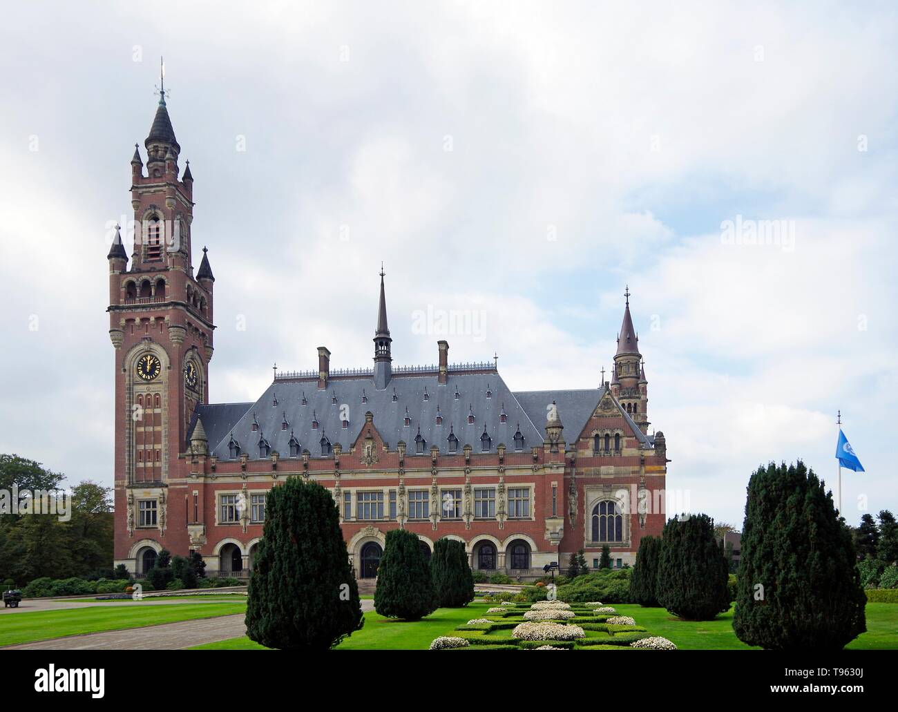 The Peace Palace in the Hague, Netherlands, home of the International court of Justice, principle judicial organ of the United Nations Stock Photo