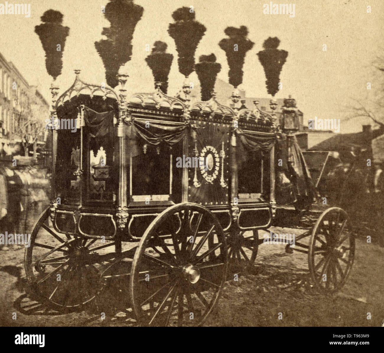 Abraham Lincoln's funeral wagon. Samuel Montague Fassett, photographer (American, born Canada, 1825 - 1910). Albumen silver print, 1865. Stock Photo