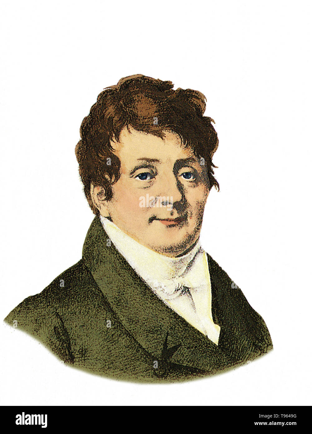 Jean Baptiste Joseph Fourier (1768-1830) was a French mathematician and physicist best known for initiating the investigation of Fourier series and their applications to problems of heat transfer and vibrations. The Fourier series is an infinite series whose terms are constants multiplied by sine and cosine functions and that can, if uniformly convergent, approximate a wide variety of functions. The Fourier transform and Fourier's Law are also named in his honor. Stock Photo