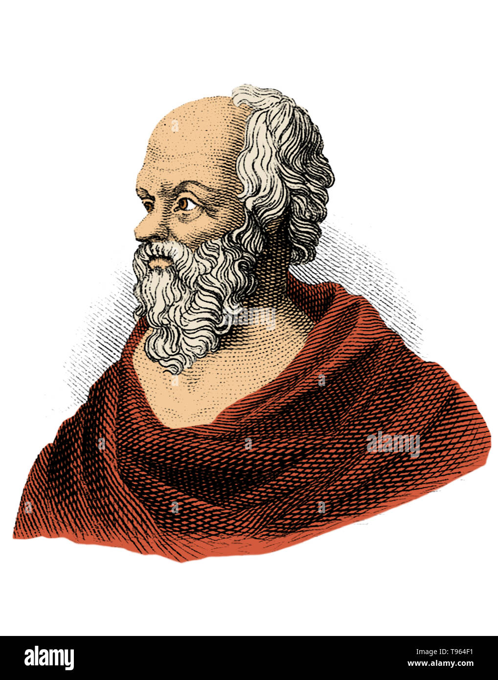 Socrates (469-399 BC) was a classical Greek Athenian philosopher. Credited as one of the founders of Western philosophy, he is known chiefly through the accounts of later classical writers, especially the writings of his students Plato and Xenophon, and the plays of his contemporary Aristophanes. Stock Photo