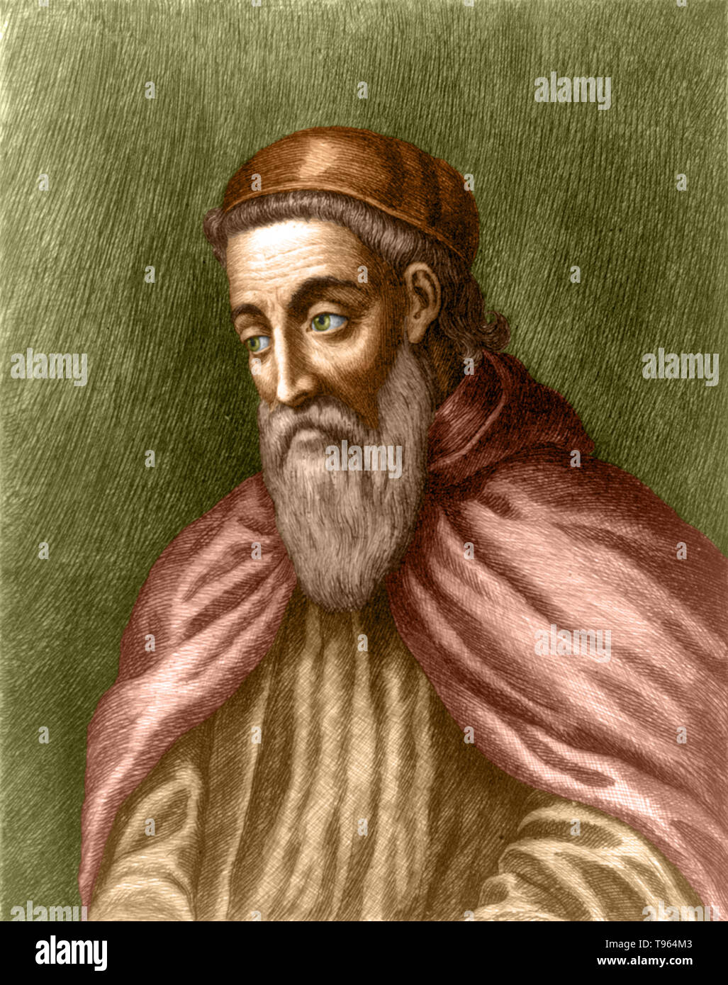 Amerigo Vespucci (March 9, 1454 - February 22, 1512) was an Italian explorer, financier, navigator and cartographer. At the invitation of king Manuel I of Portugal, Vespucci participated as observer in several voyages that explored the east coast of South America between 1499 and 1502. On the first of these voyages he was aboard the ship that discovered that South America extended much further south than previously thought. Stock Photo
