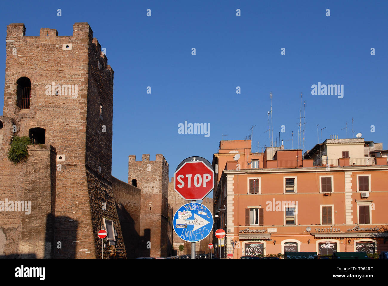 Rome, San Lorenzo. Italy: Aurelian Wall, Tiburtina door. Stock Photo