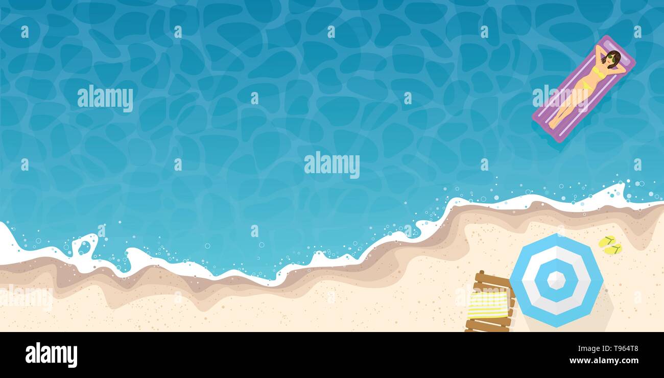 Summer Beach And Ocean High Angle View Background Banner Vector