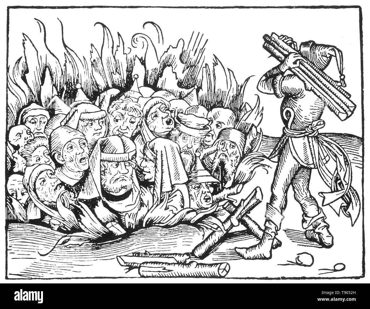 Protestants and Jews accused of heresy and witchcraft being burned alive. The Spanish Inquisition was established in 1480 by Catholic Monarchs Ferdinand II of Aragon and Isabella I. It was intended to maintain Catholic orthodoxy in their kingdoms and to replace the Medieval Inquisition, which was under Papal control. The Inquisition was originally intended primarily to ensure the orthodoxy of those who converted from Judaism and Islam. Stock Photo