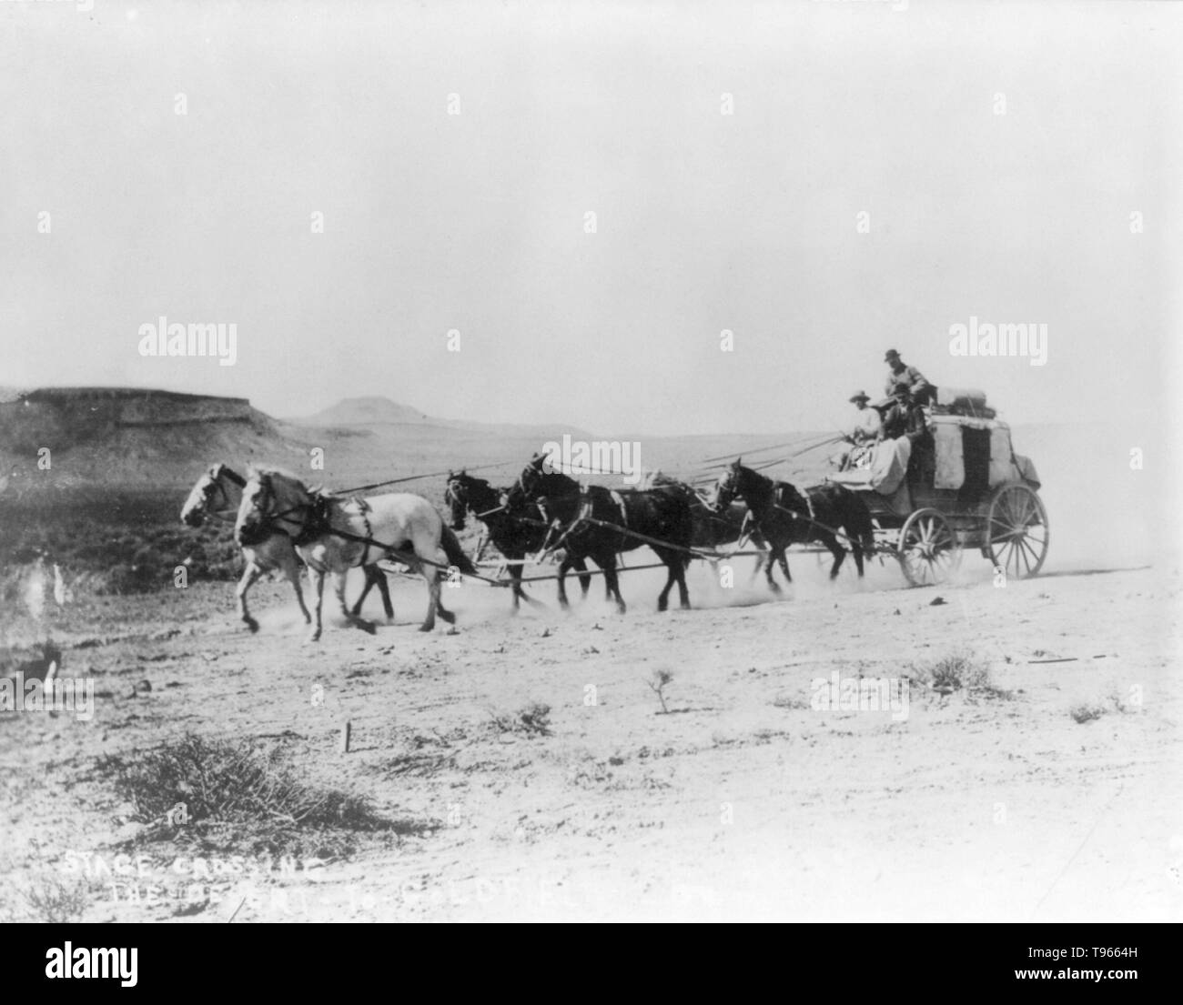 Stagecoach crossing the desert to Goldfield, Nevada, October 1st, 1906. Stock Photo