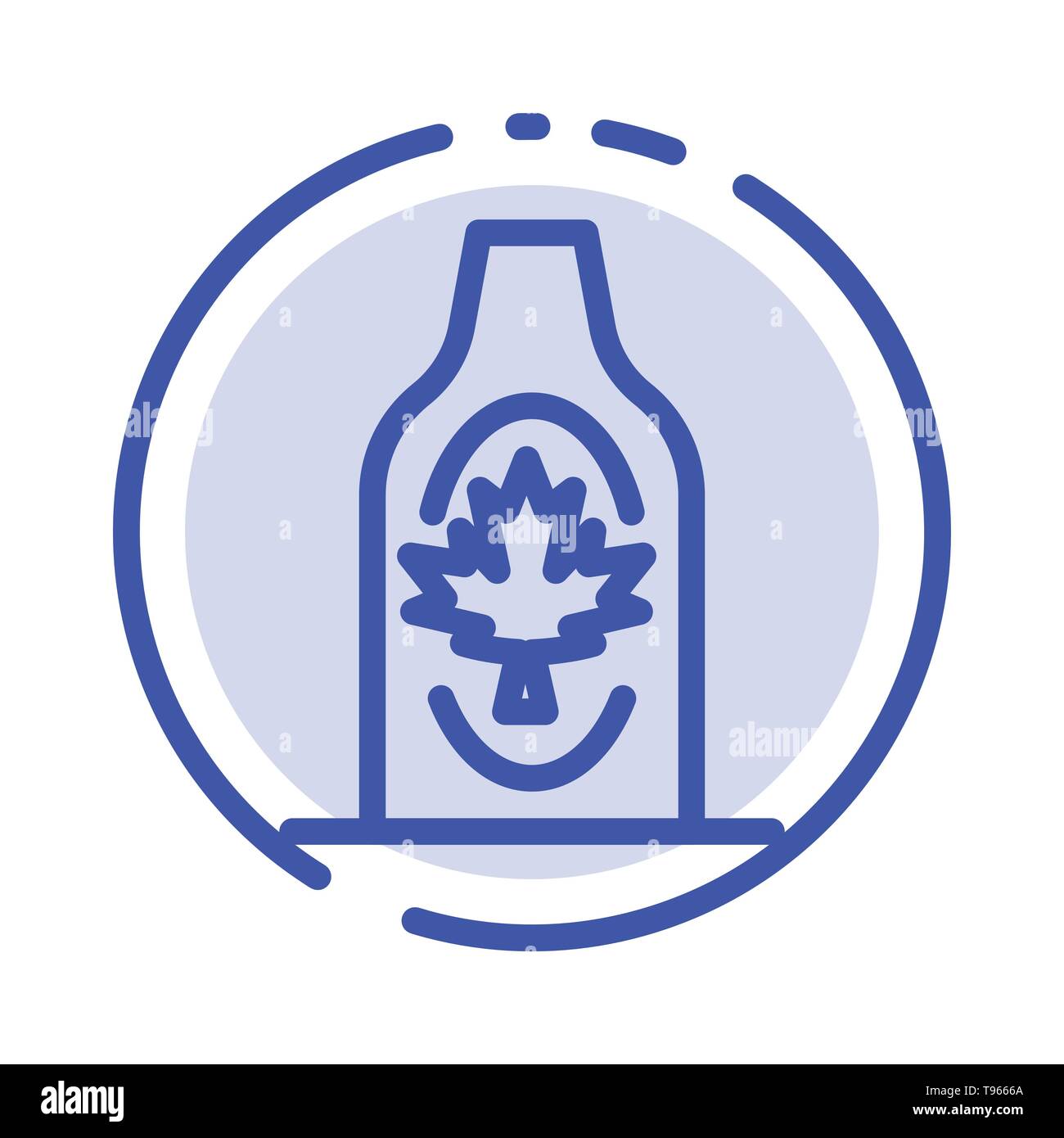 Bottle, Autumn, Canada, Leaf, Maple Blue Dotted Line Line Icon Stock Vector