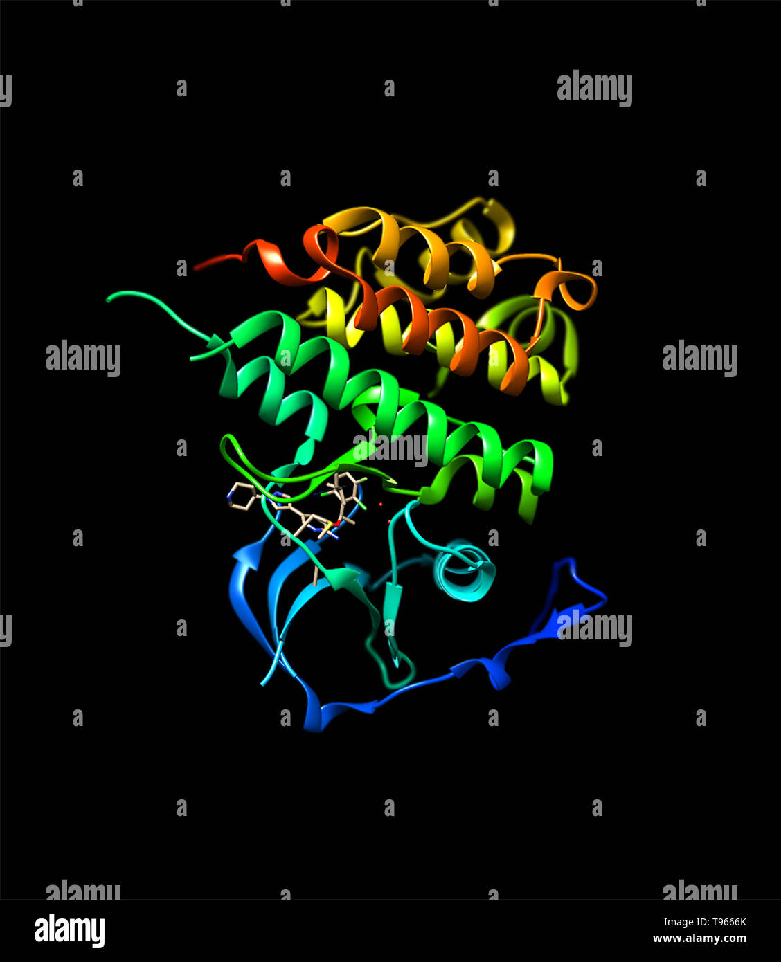 3d Illustration of Anaplastic Lymphoma Kinase with Crizotinib. Stock Photo