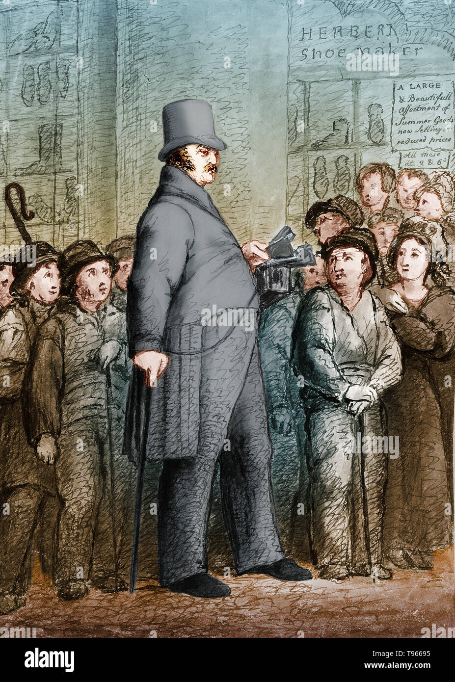 James Henry Lambier, also known as the American Giant, exhibited himself in 1825. Before becoming a professional giant he was a captain in the French Imperial Mameluke Horse Guard. He was just over seven feet tall. Stock Photo