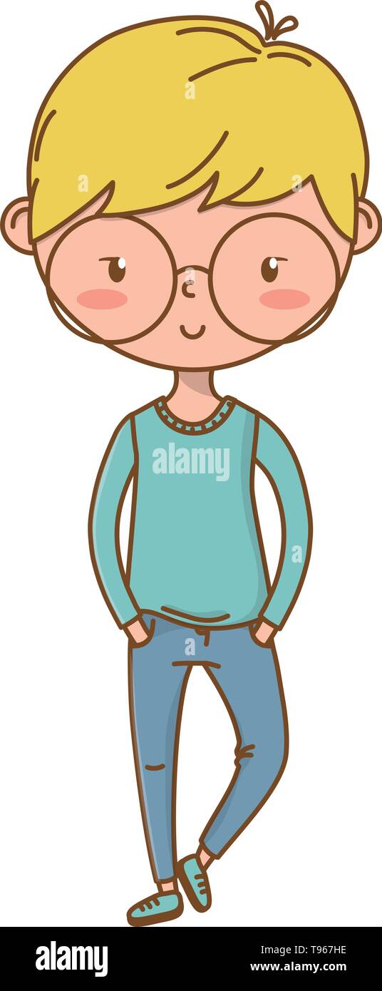 Cartoon Blonde Boy With Glasses