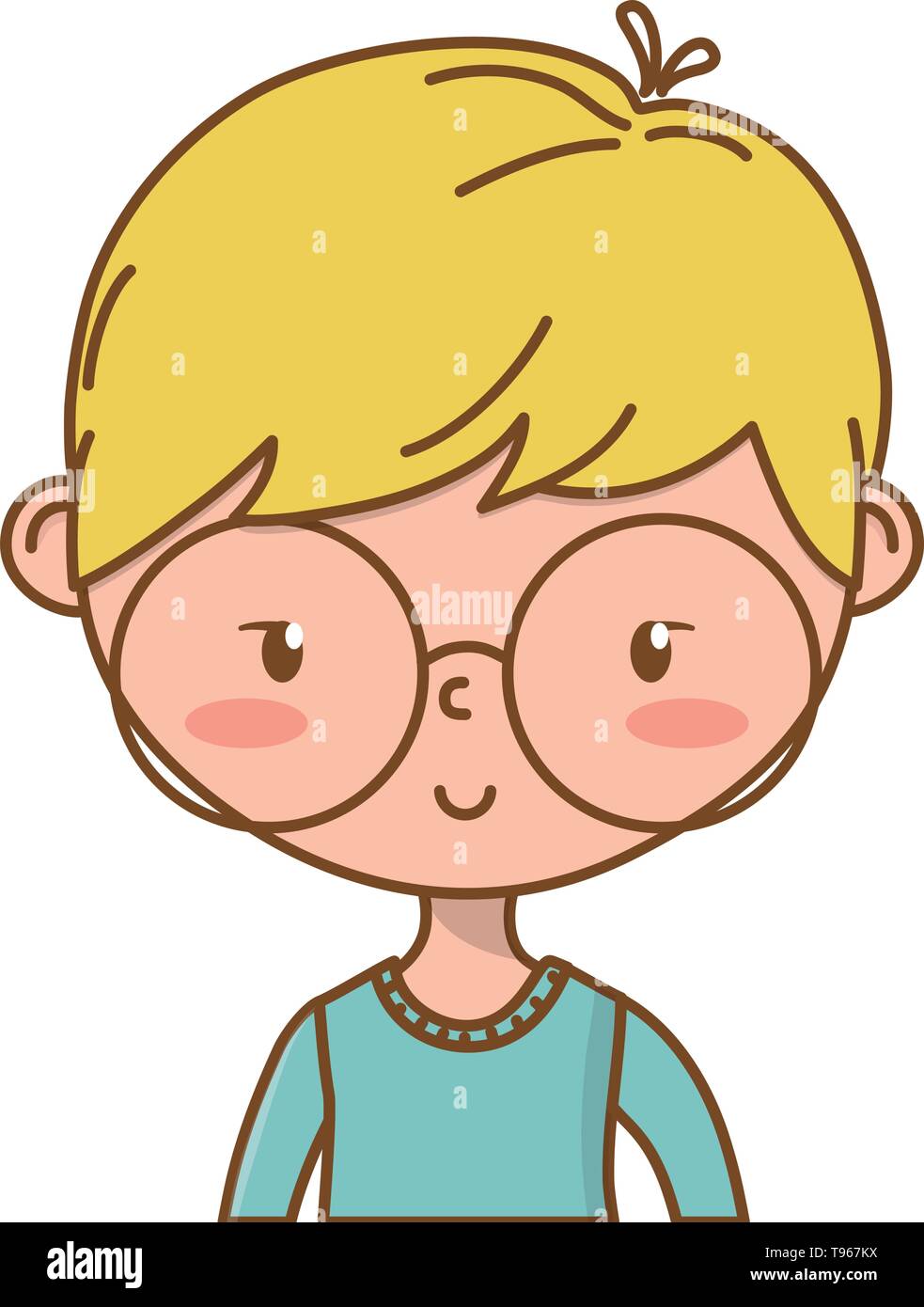 Stylish Boy Blushing Cartoon Outfit Sweater Glasses Portrait Isolated Vector Illustration Graphic Design Stock Vector Image Art Alamy