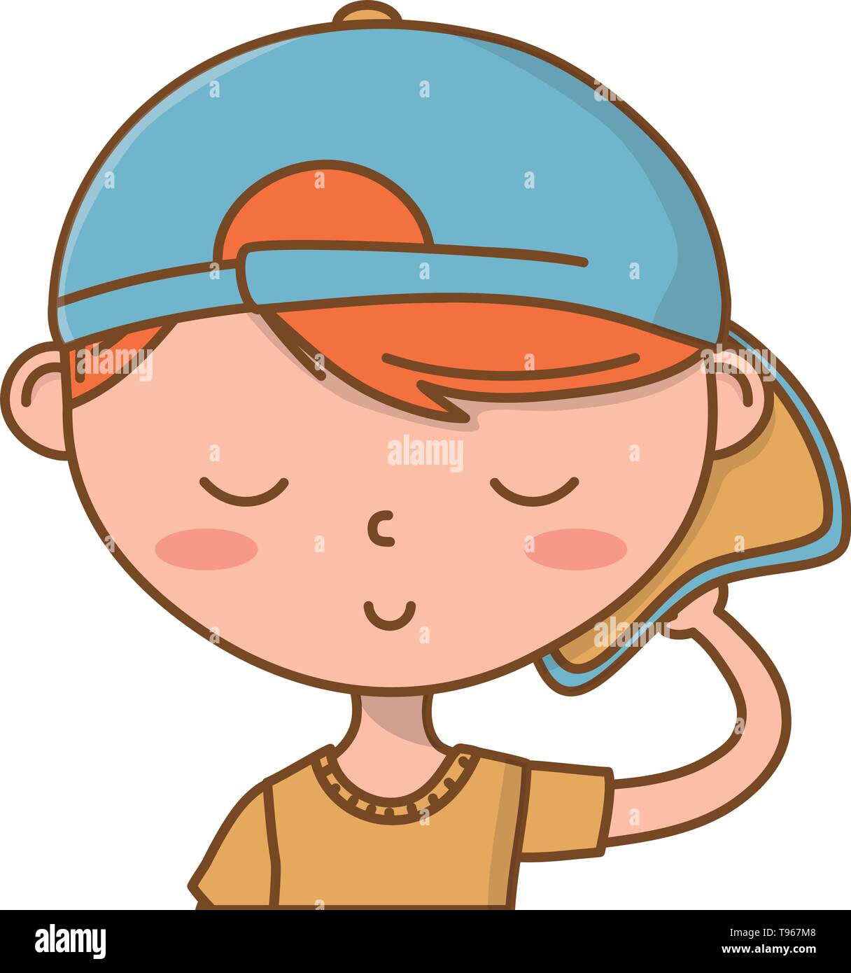 Stylish boy blushing cartoon outfit backwards cap portrait isolated vector  illustration graphic design Stock Vector Image & Art - Alamy