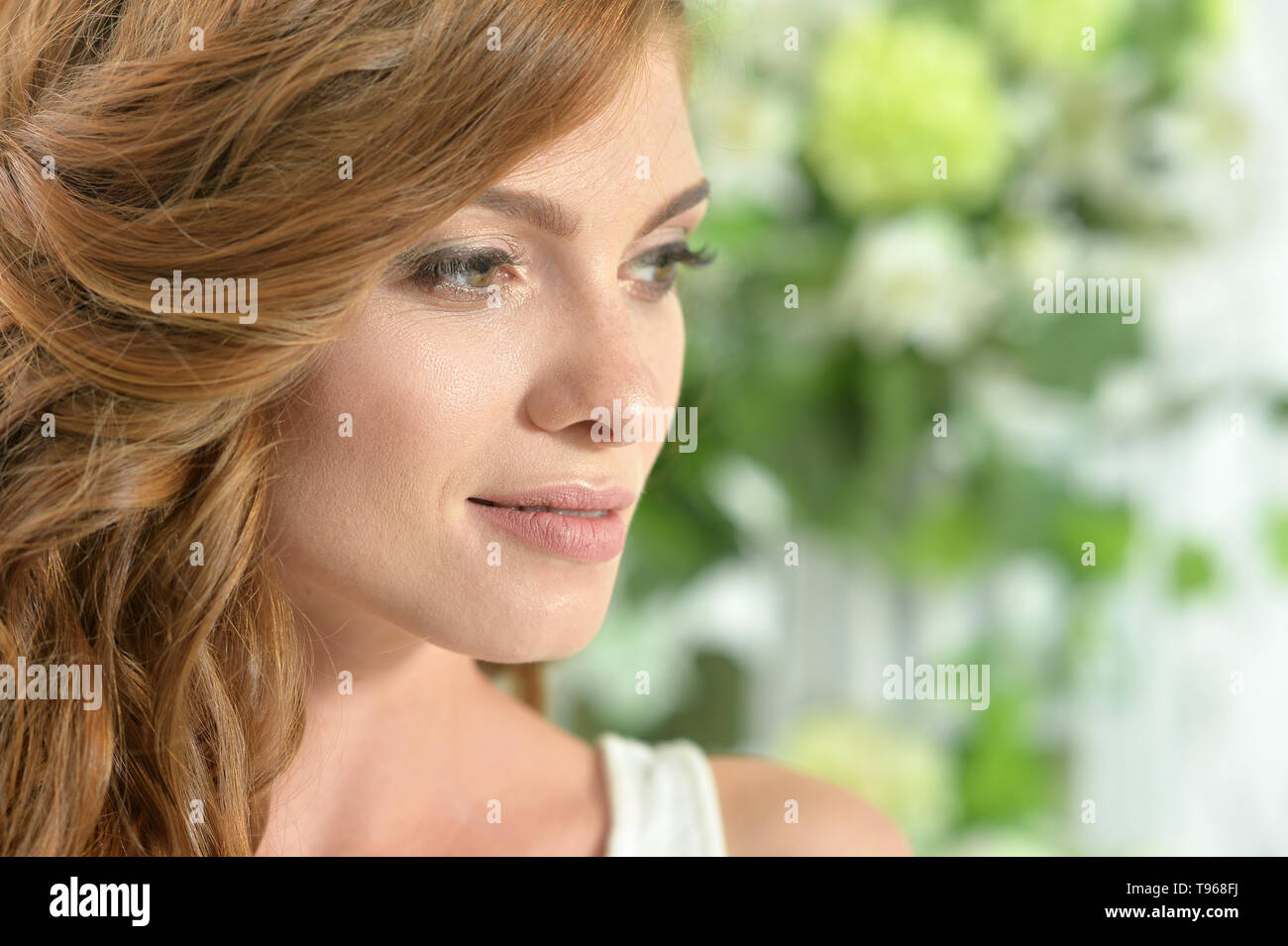 Close up portrait of beautiful young woman Stock Photo - Alamy