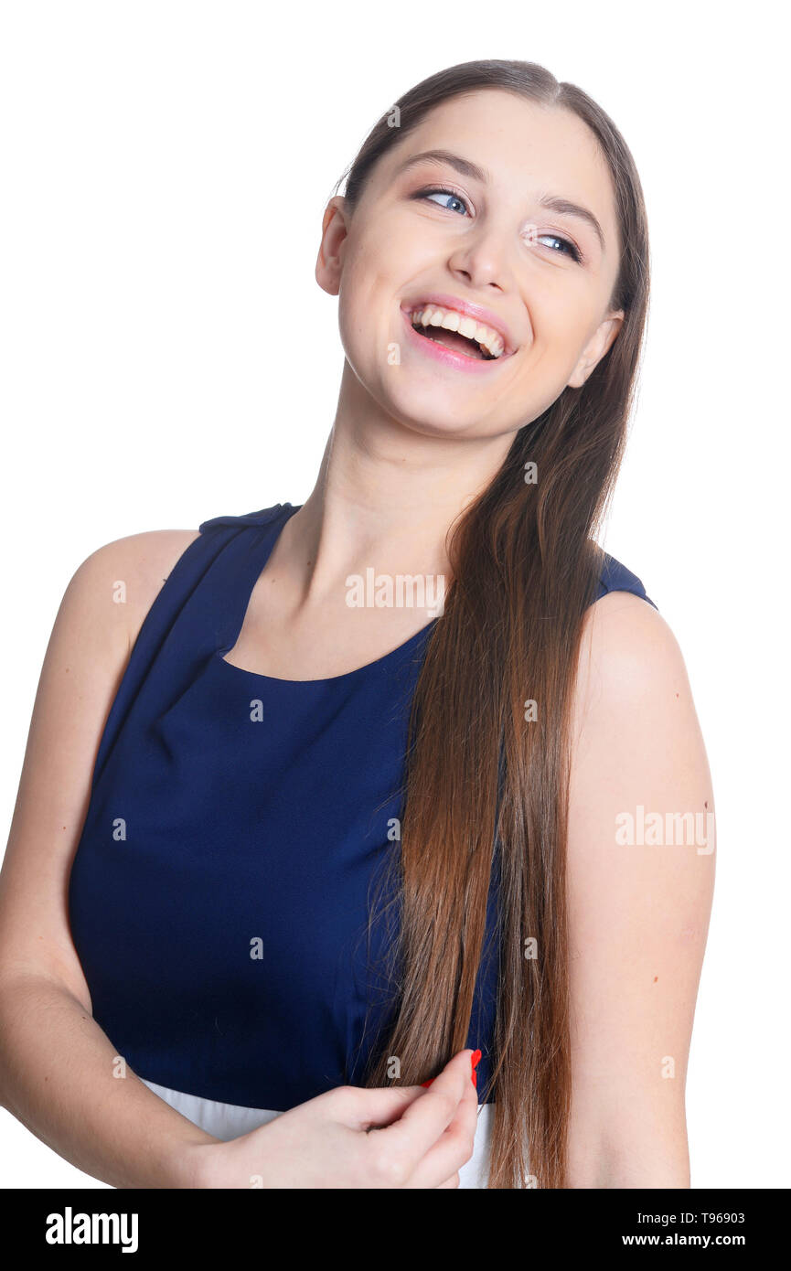Portrait of beautiful young woman with long hair Stock Photo - Alamy