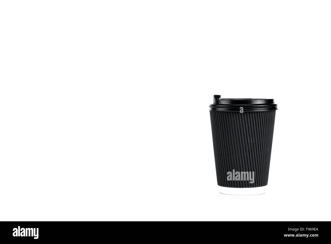 Black paper cup of coffee isolated on white Stock Photo - Alamy