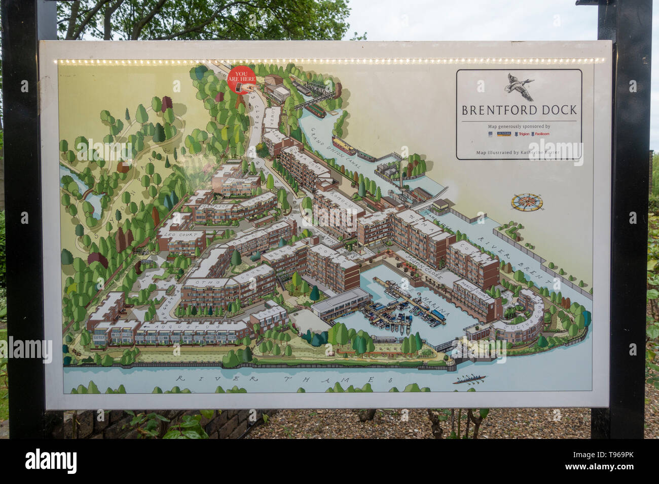 A map showing the Brentford Dock housing estate in west London, UK. Stock Photo