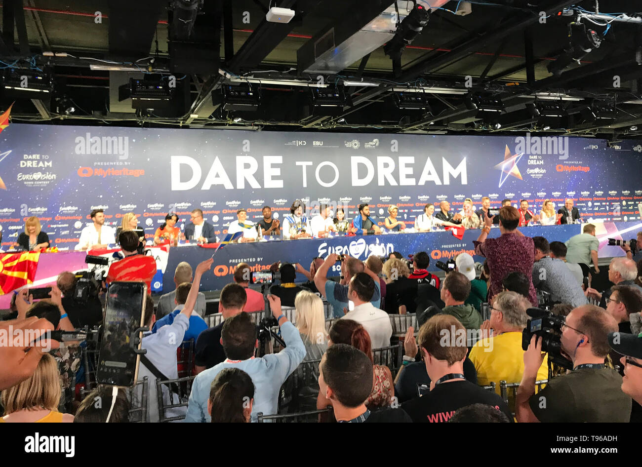 Eurovision Song Contest winners conference for second live semi-final at the Expo Tel Aviv in Israel. Stock Photo