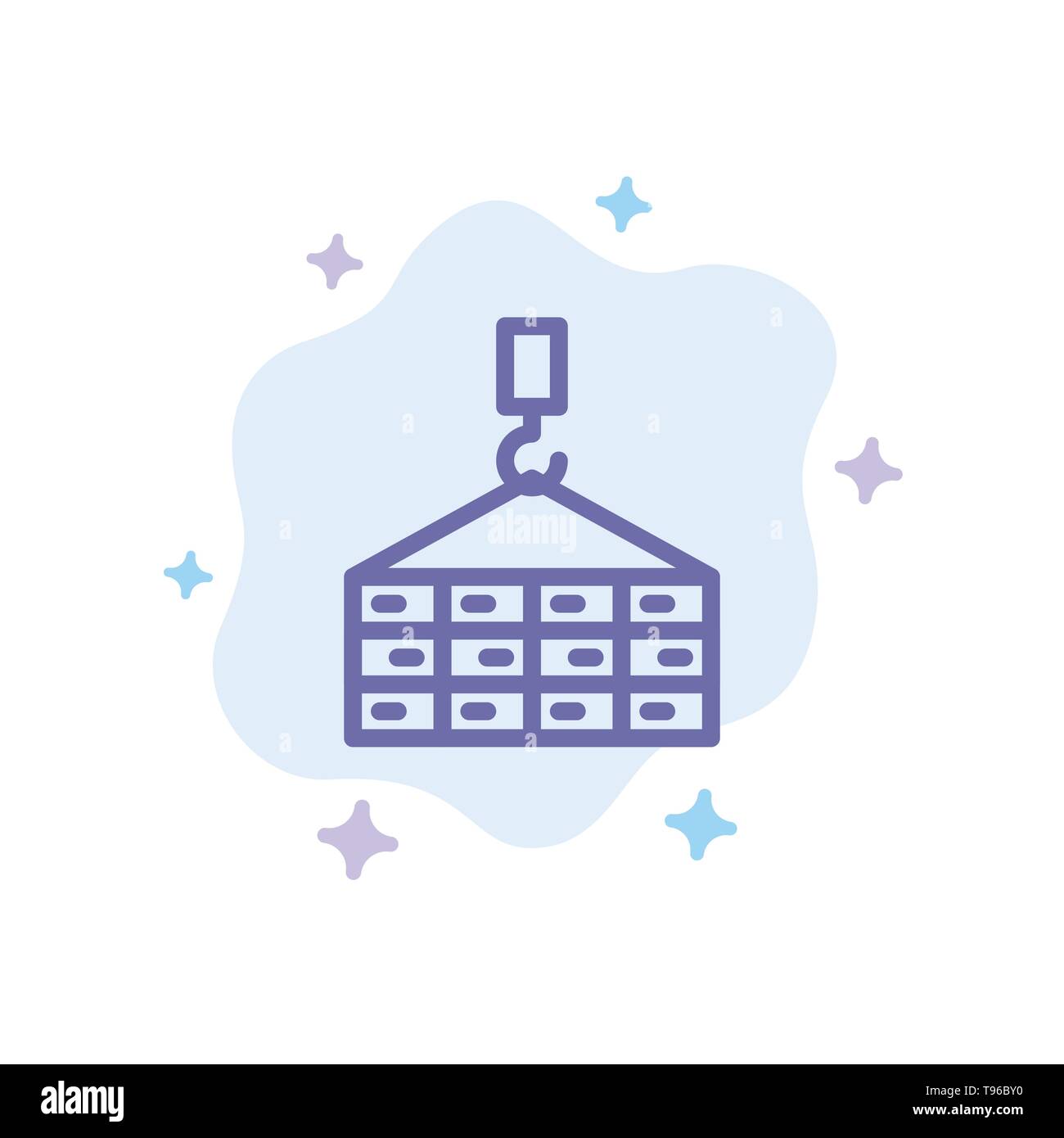 Building, Cargo, Construction, Crane Blue Icon on Abstract Cloud Background Stock Vector