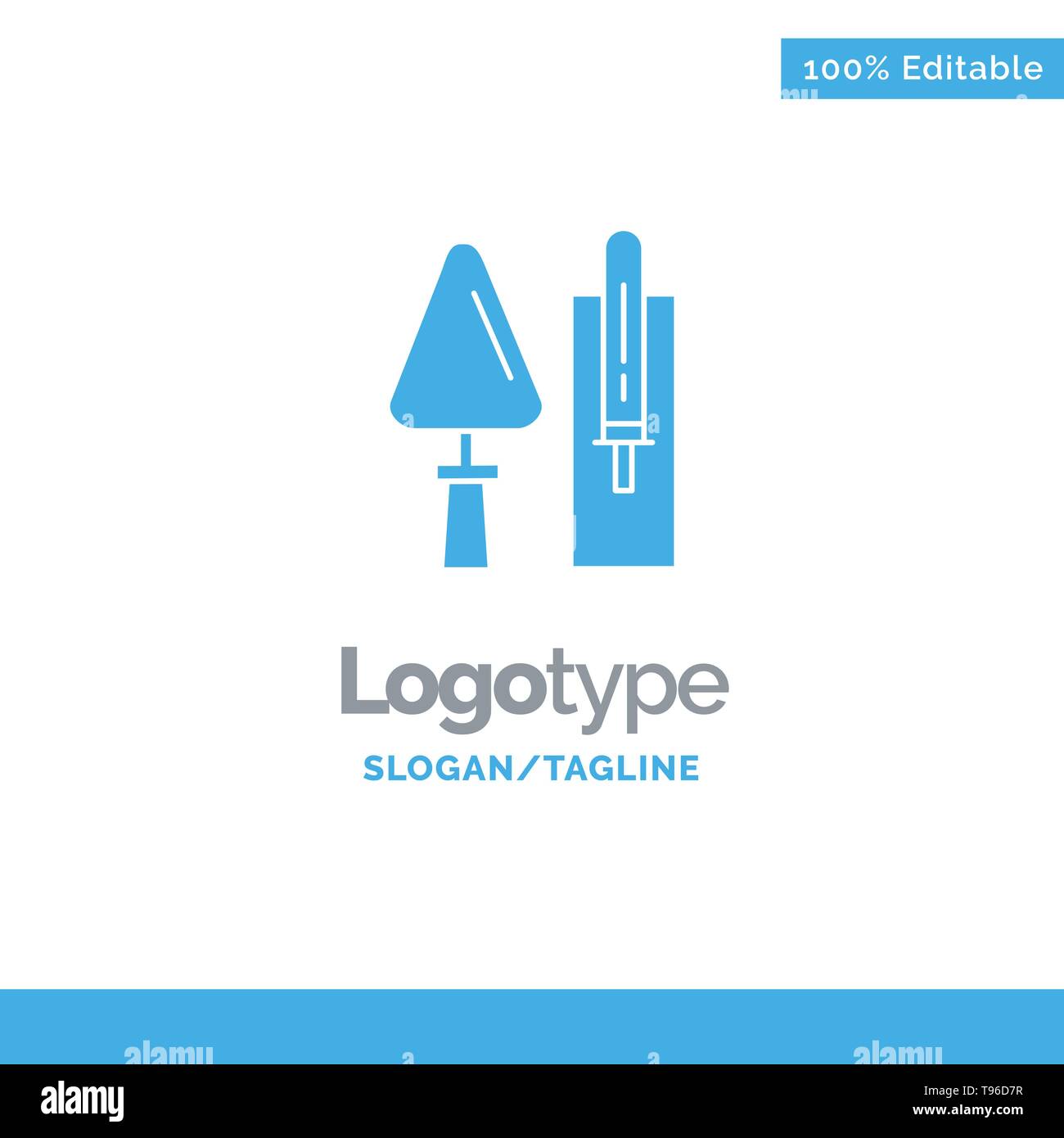 Trowel, Brickwork, Construction, Masonry, Tool Blue Solid Logo Template