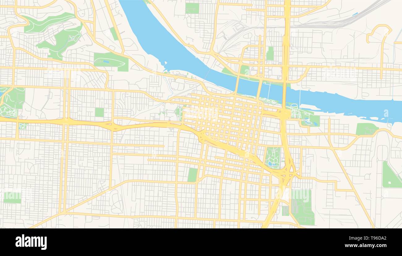 Empty vector map of Little Rock, Arkansas, USA, printable road map