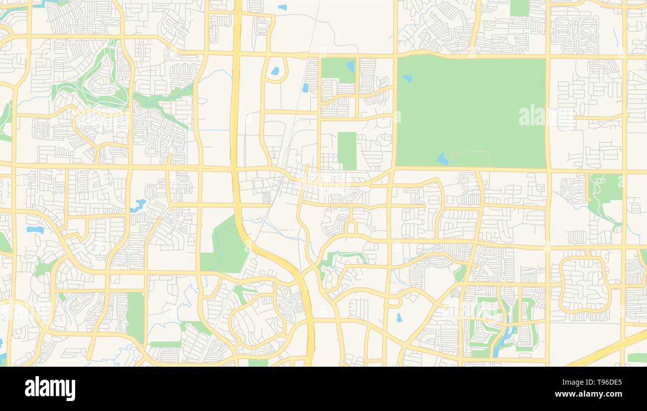 Empty vector map of Frisco, Texas, USA, printable road map created in