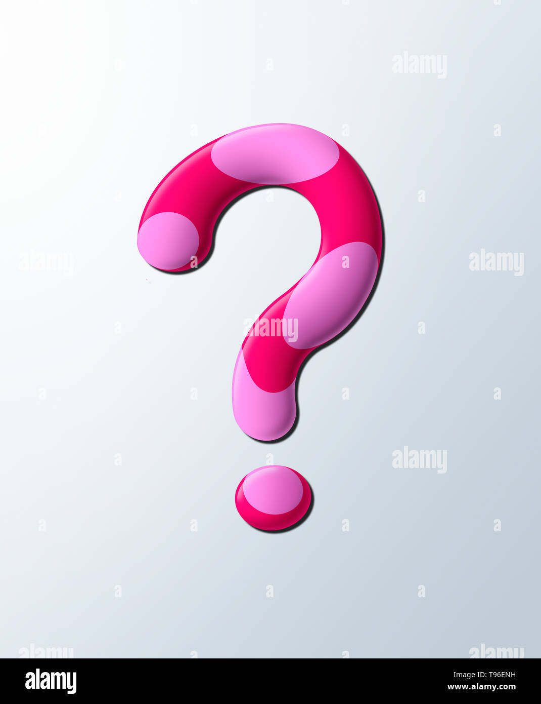 Red and Pink question mark of Nail Polish, Lacquer, Paint, Cosmetics, against white background Stock Photo