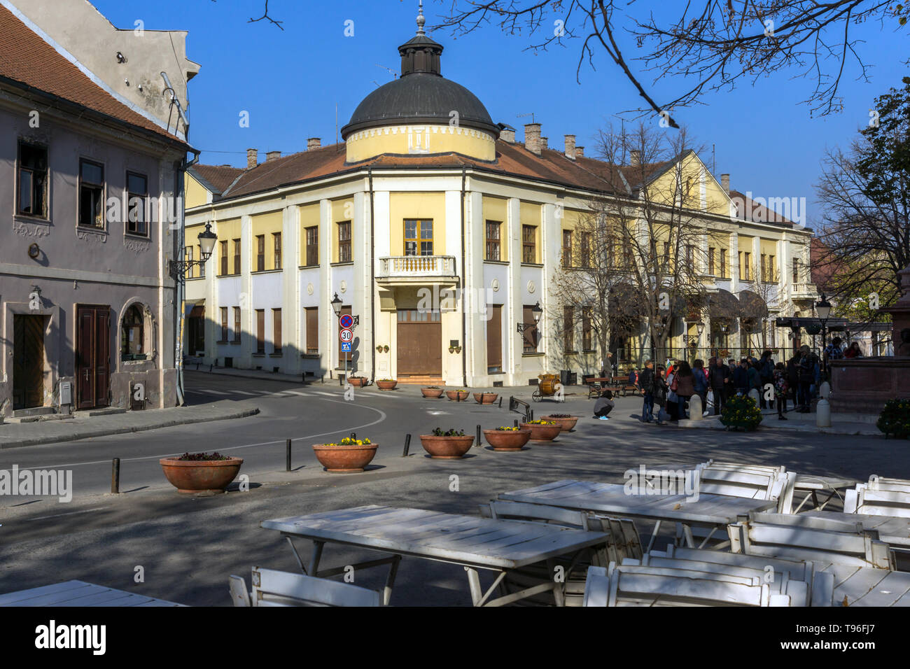SREMSKI KARLOVCI, VOJVODINA, SERBIA - NOVEMBER 11, 2018: Panoramic view of center of town of Srijemski Karlovci, Vojvodina, Serbia Stock Photo