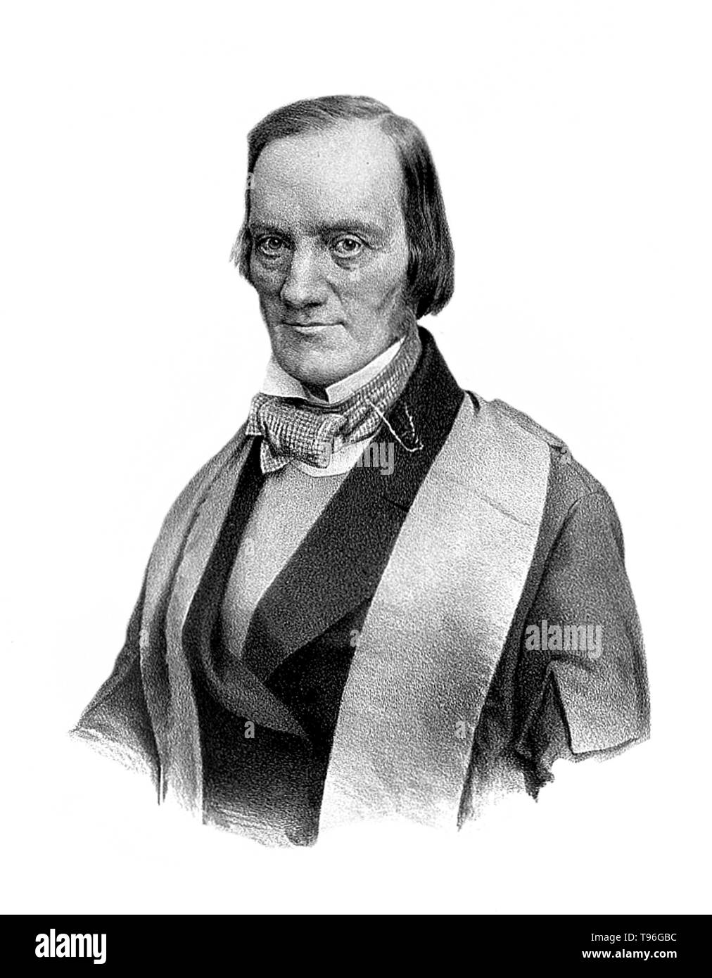 Richard Owen (July 20, 1804 - December 18, 1892) was an English biologist, comparative anatomist and paleontologist. One of his positions was that of prosector for the London Zoo, which meant that he had to dissect and preserve any zoo animals that died in captivity. This gave him vast experience with the anatomy of exotic animals. He produced a vast array of scientific work, but is probably best remembered today for coining the word Dinosauria. Stock Photo