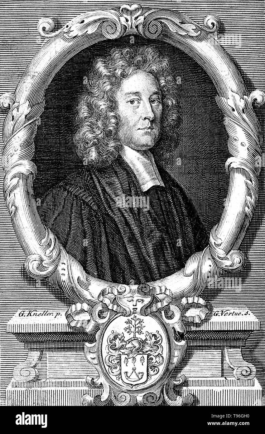 Thomas Burnet (1635 - September 27, 1715) was an English theologian and writer on cosmogony. His best known work is his Telluris Theoria Sacra, or Sacred Theory of the Earth. The first part was published in 1681 in Latin, and in 1684 in English translation; the second part appeared in 1689 (1690 in English). It was a speculative cosmogony, in which Burnet suggested a hollow earth with most of the water inside until Noah's Flood, at which time mountains and oceans appeared. Stock Photo