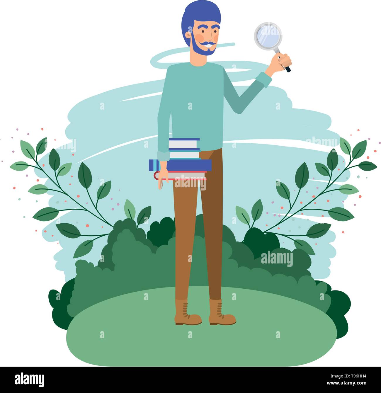 man in landscape with magnifying glass Stock Vector Image & Art Alamy