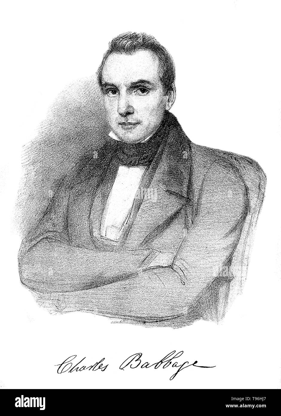 Charles Babbage (December 26, 1791 - October 18, 1871) was an English polymath. A mathematician, philosopher, inventor and mechanical engineer, he is best remembered for originating the concept of a digital programmable computer. Stock Photo