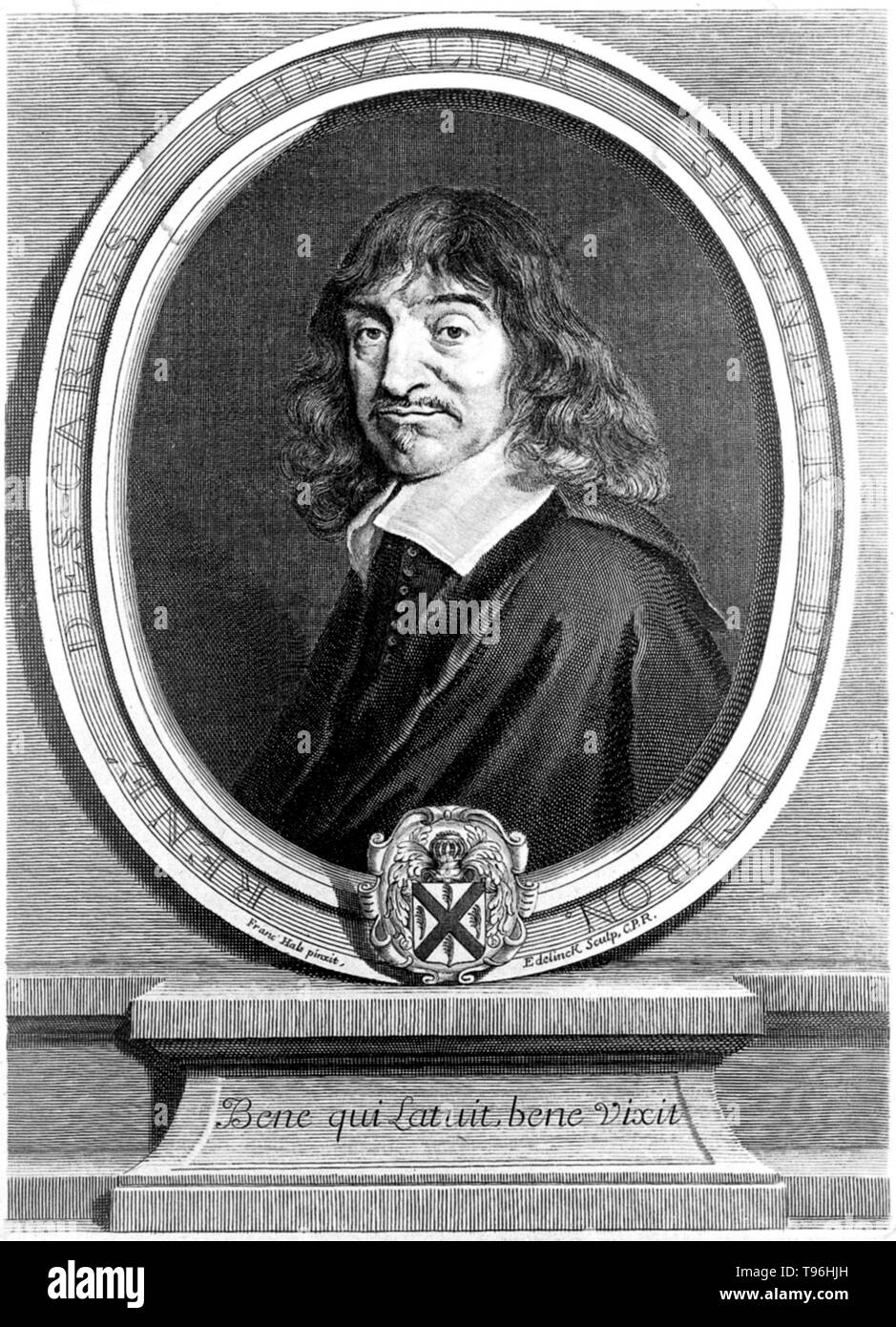 René Descartes (March 31, 1596 - February 11, 1650) was a French mathematician, philosopher and physiologist. Living on his modest inherited wealth, Descartes traveled, studied, wrote, and served as a soldier in Holland, Bohemia and Hungary. He created analytical geometry, which translates geometrical problems into algebraic form so that algebraic methods can be applied to their solution. Conversely he applied geometry to algebra. Stock Photo