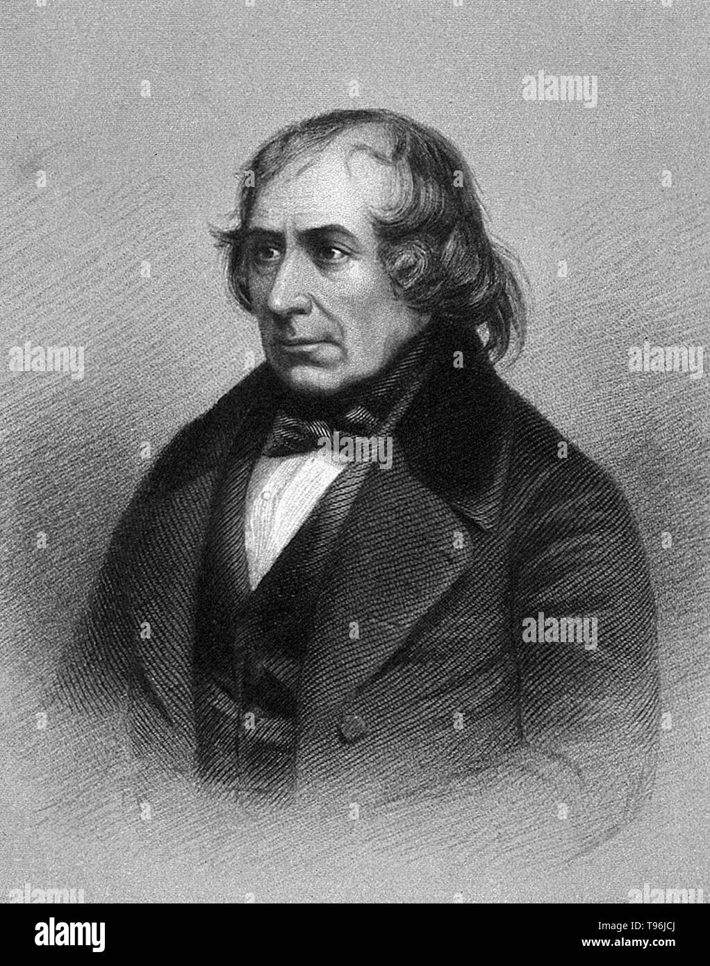 Francois Jean Dominique Arago (February 26, 1786 - October 2, 1853), was a French mathematician, physicist, astronomer and politician. He was elected a member of the French Academy of Sciences, at the age of 23. The invention of the polariscope and discovery of Rotary polarization are due to Arago. His earliest physical researches were on the pressure of steam at different temperatures, and the velocity of sound. Stock Photo