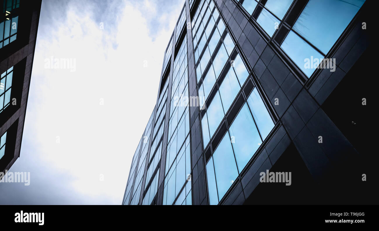 Dublin, Ireland - February 12, 2019: Architectural detail of the Irish headquarters building of the multinational Google on a winter day Stock Photo