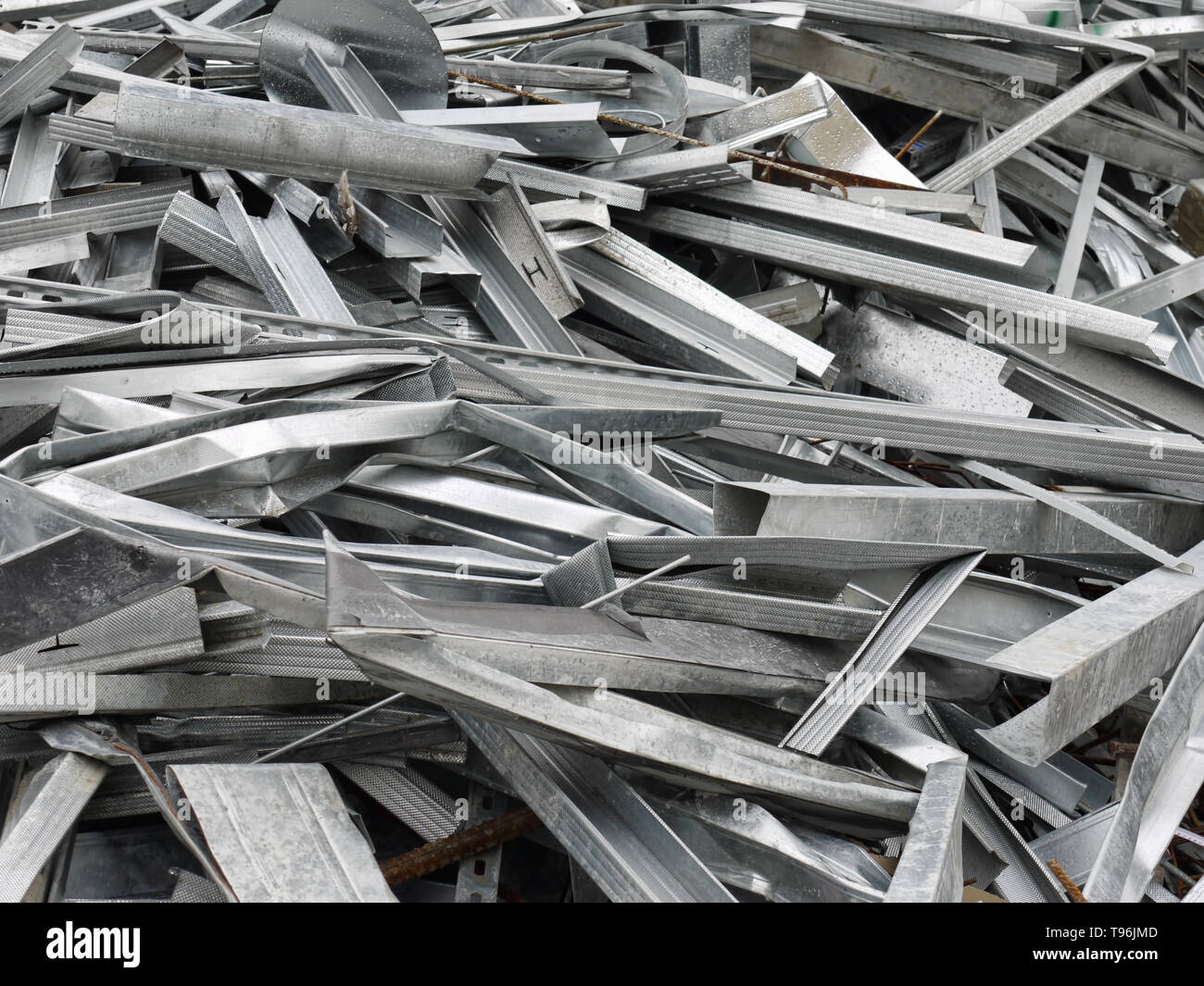 Scrap of zincplated sheet metal sections Stock Photo Alamy